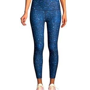 Wear It To Heart,Sparkle-Print High-Waist Crop Leggings, Small, Sapphire